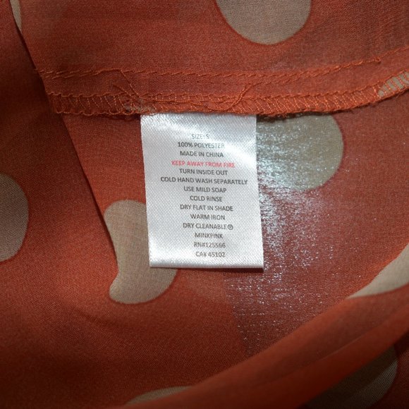 Women MINKPINK Orange Button up Blouse Size Small - Picture 7 of 7